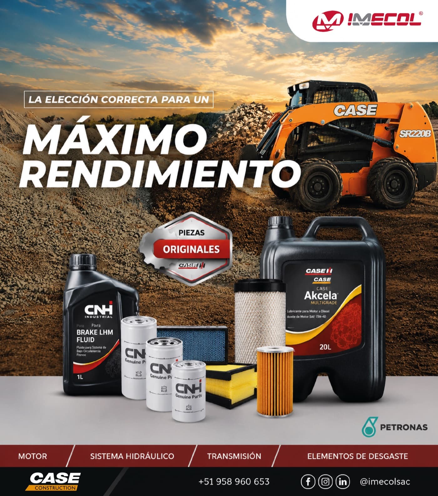 Repuestos y piezas originales CASE para el Minicargador SR220B